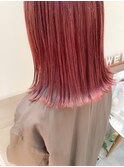ダブルカラーピンクベージュピンクカラーケアブリーチミニボブ