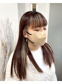 フルバングストレート+インナー(バング・イヤリング)カラー