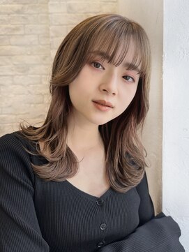 ジョエミバイアンアミ(joemi by Un ami) Unami　韓国くびれミディアムシースルーバング　髪質改善カラー