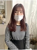 バーガンディーカラー_ロングヘア顔まわりレイヤー