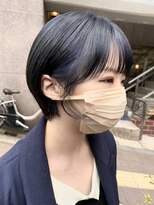 エトラ 渋谷店(etora)&nbsp;ショートボブ　ネイビーブルー　アッシュグレー