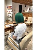 ビビット緑20代30代40代ハイライトブリーチダブルカラー立川