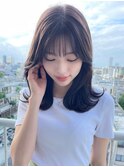 暗髪透明感グレージュカラーくびれミディアム【肥田亜沙美】