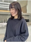 顔まわりレイヤー/くびれボブ/ミディアムボブ