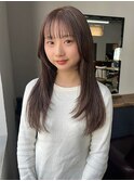 セミロング レイヤーカット ブラウンベージュ 透明感　10代20代