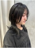 ●黒髪ロングウルフレイヤーカットハッシュカットクラゲウルフ