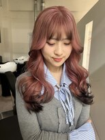 アドネ プライム(adne prime)&nbsp;バーガンディ/ピンクカラー/レイヤーカット/裾カラー