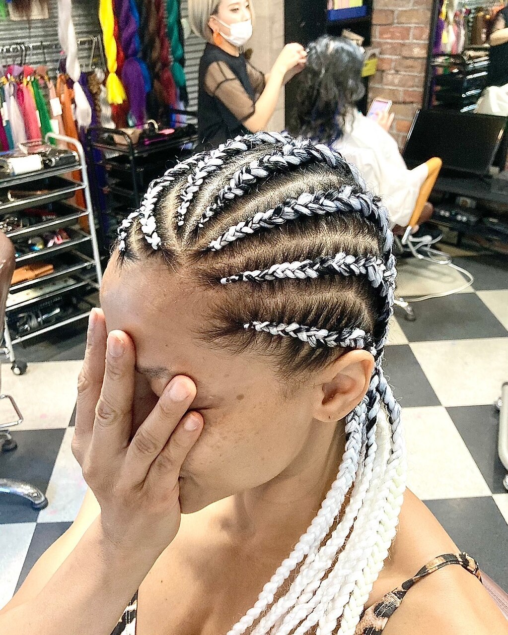 センター分け☆ブレイズ編みスーパーストレート