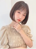 大人可愛い20代30代40代小顔内巻きボブ×ラテベージュ