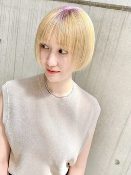 ディア(.eer) 心斎橋/デザインカラー(パープル×イエロー)ハイトーンボブ