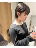 "久保田"外ハネ切りっぱなしミニボブ地毛風縮毛矯正ストレート