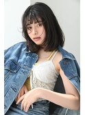 ナチュラルワンカール黒髪ボブうる艶顔まわりカット