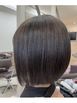 カットハウス はさみの部屋 ショートボブ/襟足スッキリ/縮毛矯正/酸性/オレンジブラウン