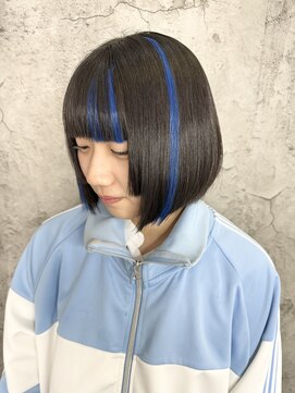 ルーツアイリー 心斎橋(ROOTS IRIE) インスタ人気/デザインエクステ/シールエクステ/ブルー/ボブ