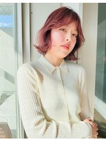 マグサロンギャラリー(Mag salon gallery) 大人美人透明感カラーピンクベージュ切りっぱなしボブ