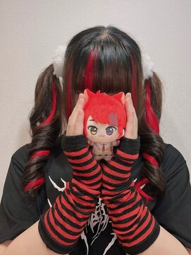 ラピステン 福岡天神 大名店(Lapis) デザインエクステ/赤/ハイライト