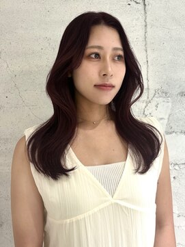 ヨーク(YOKE) 【YOKE】ダークレッドボルドー暖色ブリーチなしくびれレイヤー