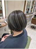 白髪ぼかしハイライト＊アッシュグレー