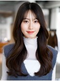 ☆フェミニンロング大人かわいいぱっつん前髪レイヤーカット小顔