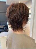 福山人気くせ毛活かし小顔ウルフスタイル簡単ニュアンスパーマ