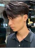 メンズセンターパートウルフセンターパートニュアンスパーマ襟足