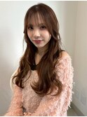 顔周りカット 髪質改善 艶髪 ブラウンカラー ウェーブヘア 20代