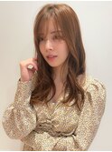 小顔前髪くびれひし形レイヤーニュアンスカラーブラウンベージュ