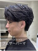 フェザーパーマ毛流れパーマセンターパートニュアンス眉カット