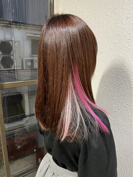 ピンク系カラーに２種ピンクインナーエクステ L ディー エメ D Aimer のヘアカタログ ホットペッパービューティー