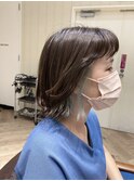 シャインミント×イヤリングカラー×ケアブリーチ×切りっぱなし