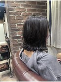 外ハネグレージュミディ
