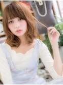くせ毛風大人巻きパールベージュ小顔ロブヘアc5大宮20代30代40代