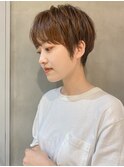 前髪ピンクベージュマチルダボブ【錦糸町/ショート】