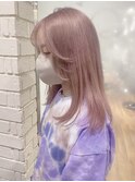 ベイビーピンク×顔周りレイヤー 札幌美容室Atelier coco.