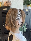 《ボブ×編み込みアレンジ》