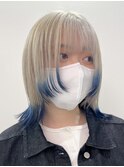 ダブルカラーミルクティーベージュカラーケアブリーチミニボブ