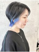 <前下がりショートインナーカラーひし形くびれショート30代40代1