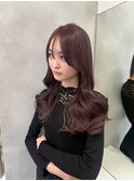 14115黒髪アッシュラベンダーグレージュ巻き髪センターパート