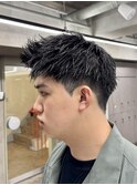 刈り上げアップバングスパイキーショートパーマスパイラルパーマ