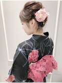 ショートボブの編み込みアップアレンジ