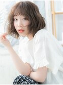 オン眉前下がりくせ毛風レイヤーミディアムa越谷20代30代40代
