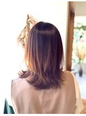 大人可愛い20代30代40代◎ミディアムパーマオレンジベージュ