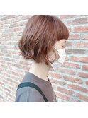 20代30代40代くせ毛風ボブパーマ丸みショート小顔カット抜け感