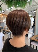 大人ショートボブ丸みショートカットマッシュショート前髪あり