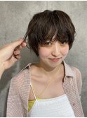 丸みショートシースルーバングくびれショートボブミニボブ