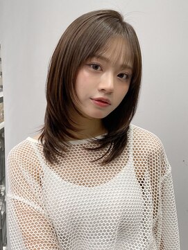 エトラ 渋谷店(etora) 小顔 前髪 ミディアムレイヤーカット 大人ガーリー"