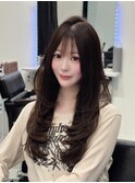 夏の小顔ロングレイヤーカット顔周りシールエクステ水光カラー