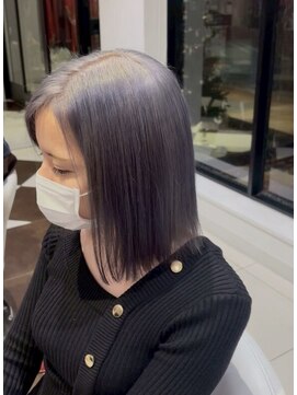アース いわき店(HAIR&MAKE EARTH) ラベンダーグレージュ×切りっぱなしボブ