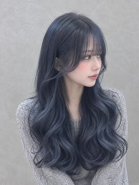 エニル 越谷店(enil) ネイビーグレージュ×韓国風ロング[透明感/艶カラー]