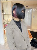 前下がりボブ×インナーカラーピンク◎